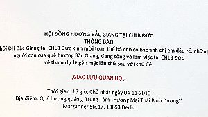 Thông báo của Hội đồng hương Bắc Giang tại CHLB Đức