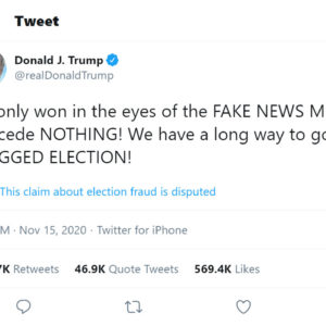 Trump lần đầu tiên nói Biden ‚thắng vì kỳ bỏ phiếu bị gian lận‘