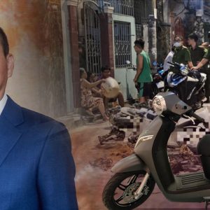 Lại nó! Xe máy “điên nặng” phát hỏa, bà con leo ban công chạy thụt mạng